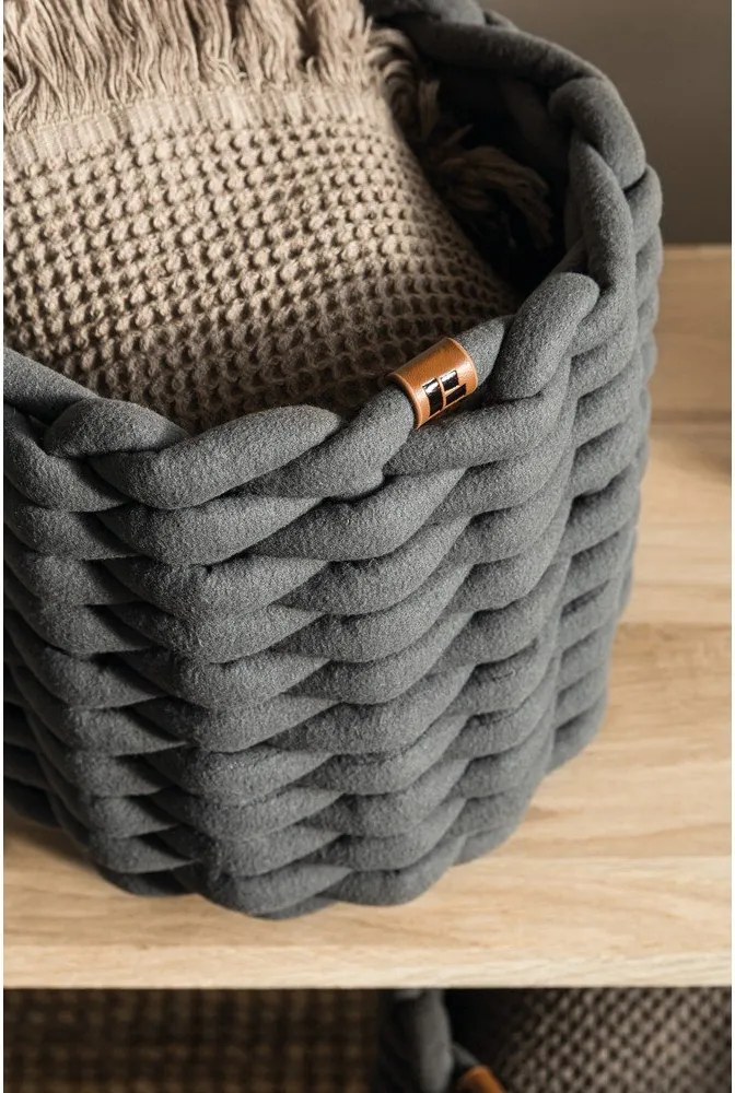 Tekstylny koszyk ø 21x17 cm Peach Skin Round S – Bigso