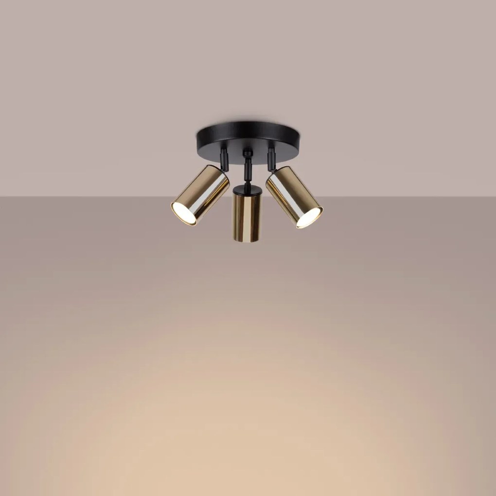 Plafon WINX 3P czarny/złoty SOLLUX LIGHTING