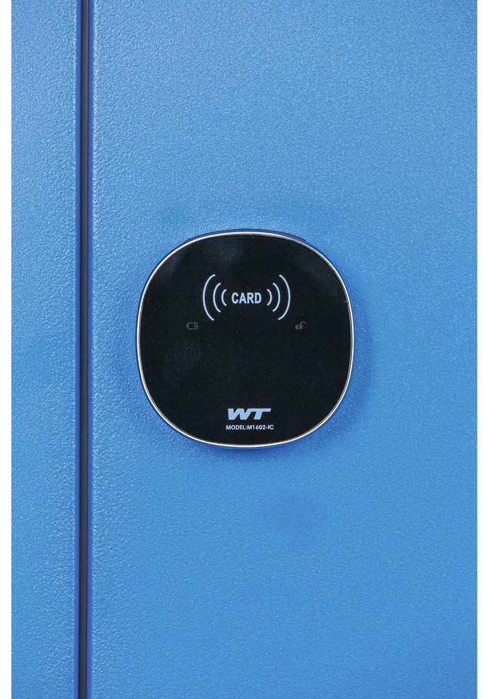 Szafka skrytkowa, 6 schowków, 1850 x 900 x 500 mm, zamek RFID, drzwi niebieskie
