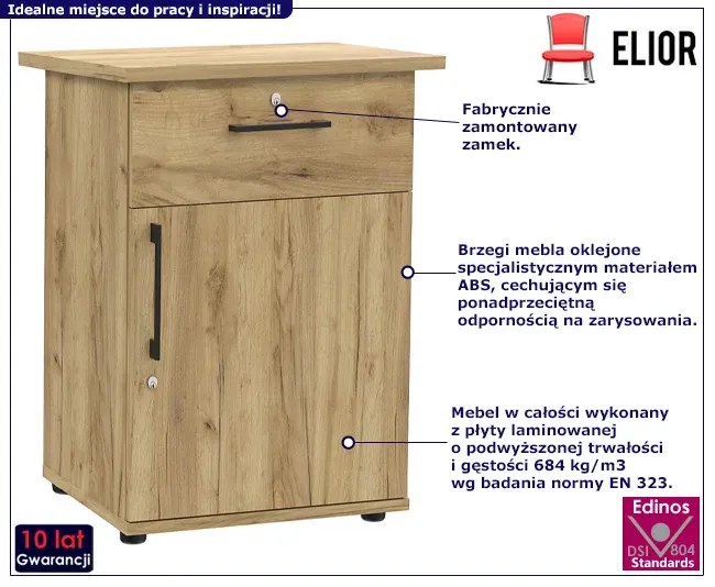 Zamykany kontenerek biurowy dąb craft E2-N95
