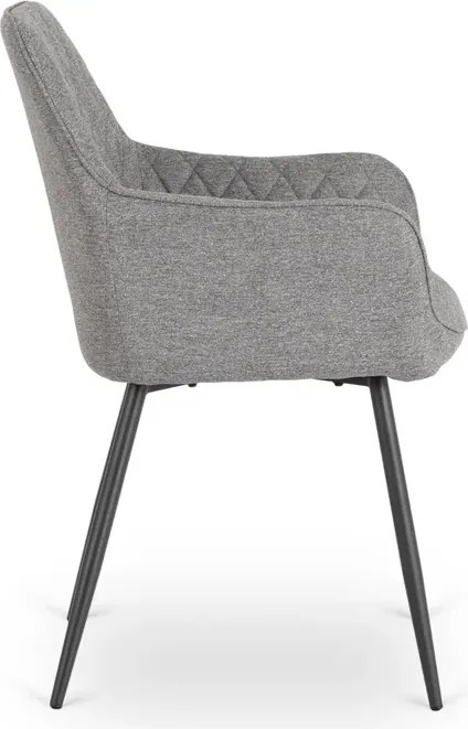Zestaw Stół Prostokątny Rozkładany HAMPTON 160-240 cm Dąb/Czarny i 4 Krzesła Tapicerowane BRESSO 2 Szare