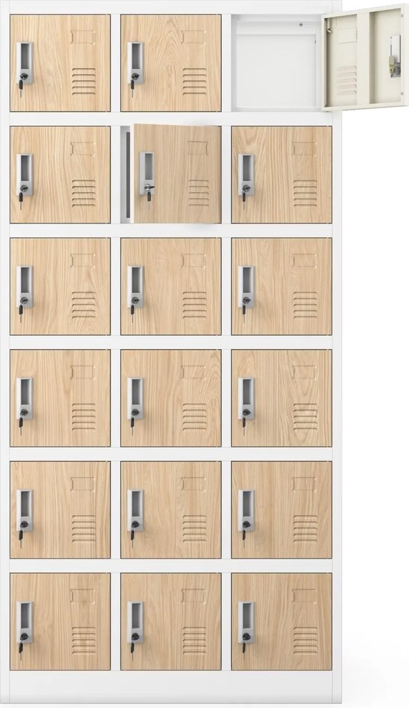 Szafa skrytkowa zamykana na klucz Eco Design Karol 90x40x185 cm, biały/dąb sonoma