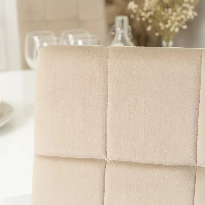 Krzesło Tapicerowane do Jadalni MOLLY Beżowe Welurowe Nowoczesne