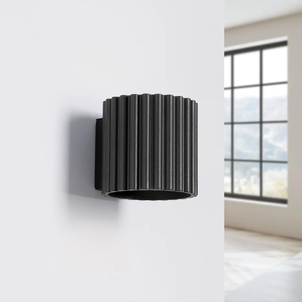 Kinkiet AURA czarny G9 ryflowany  SOLLUX  LIGHTING