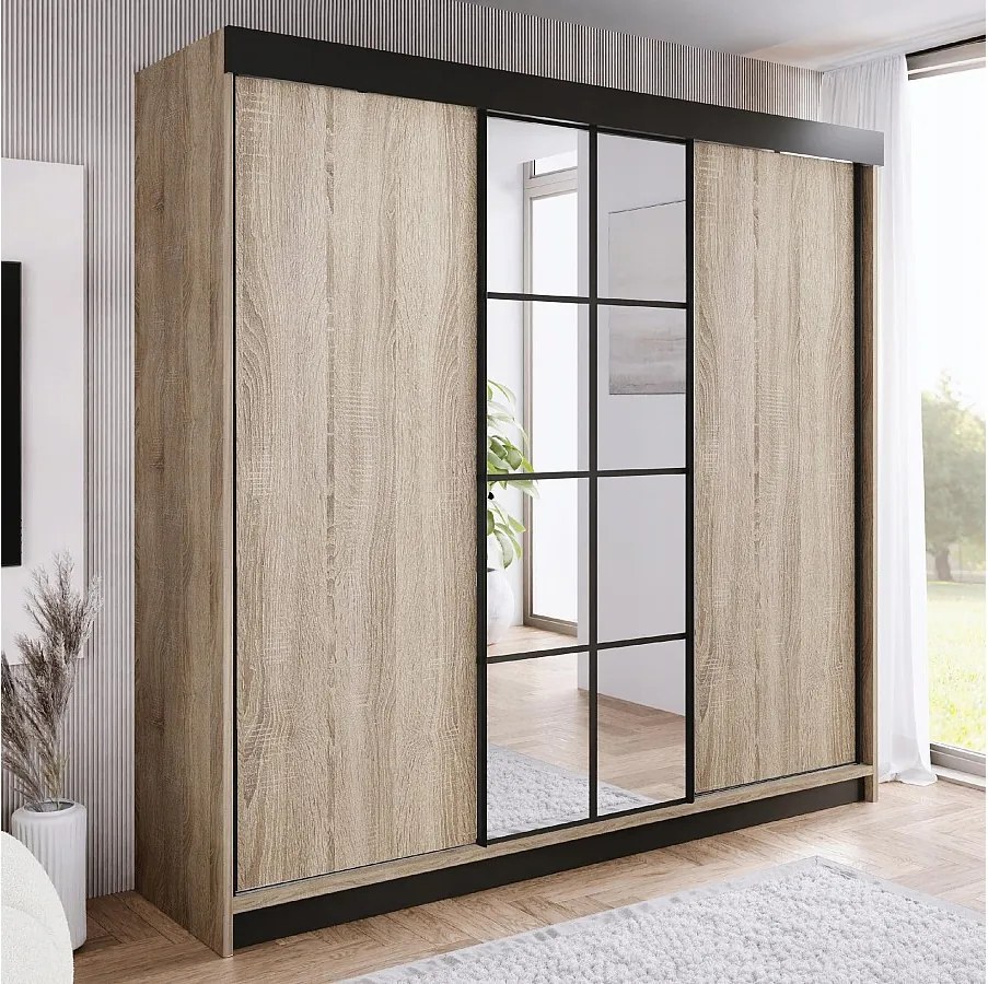 Szafa przesuwna z lustrem BARI 1 dąb sonoma 250