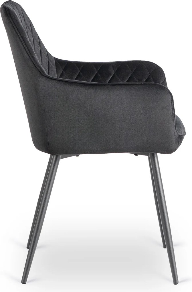 Krzesło Tapicerowane do Jadalni BRESSO Czarne Welurowe Nowoczesne Loft