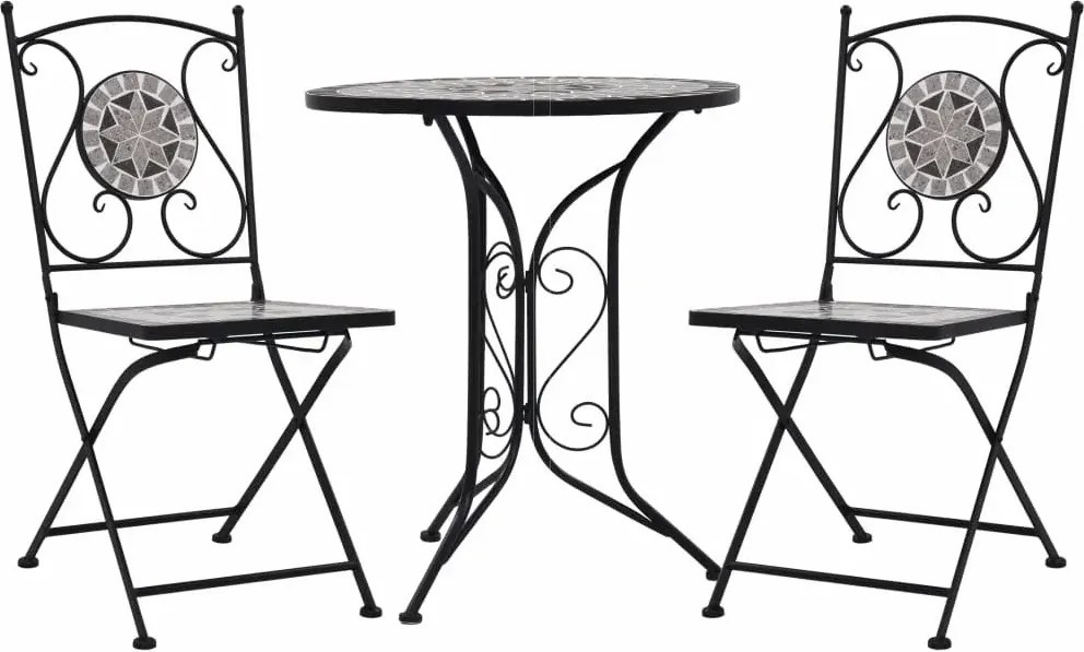 3-cz. szary ceramiczny zestaw mebli bistro K4-G75