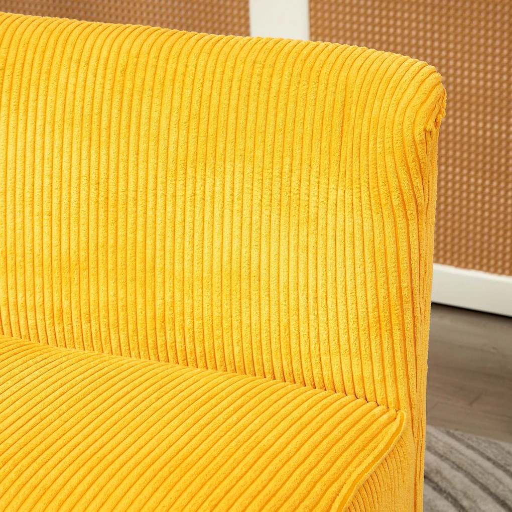 HOMCOM Sofa dwuosobowa, elegancki skandynawski design, solidna rama drewniana, do 150 kg, 117 x 56,5 x 77 cm, Kolor Żółty