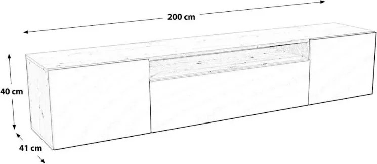 Szafka RTV wisząca ROVA 200 cm do Salonu pod Telewizor - Czarny