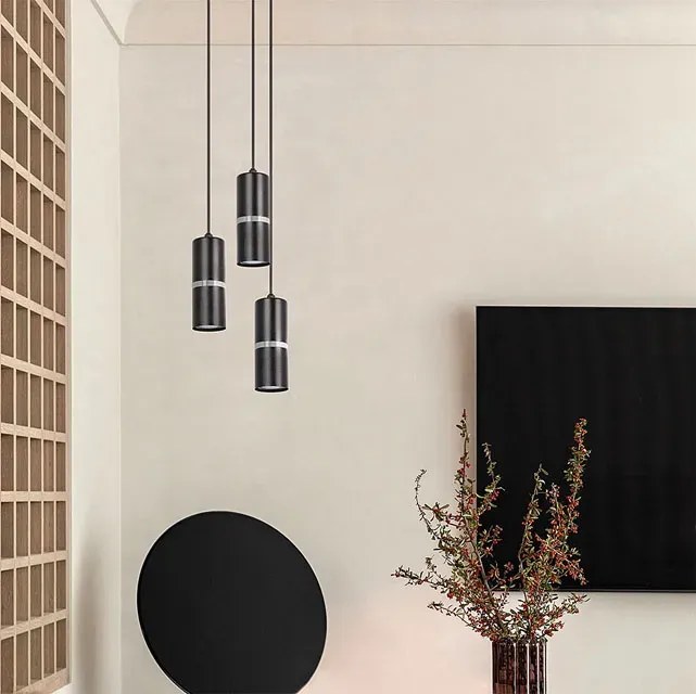 Potrójna metalowa lampa wisząca tuba - A563 F8-R37