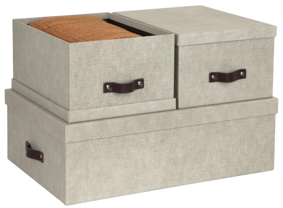 Zestaw 3 beżowych pudełek Bigso Box of Sweden Inge