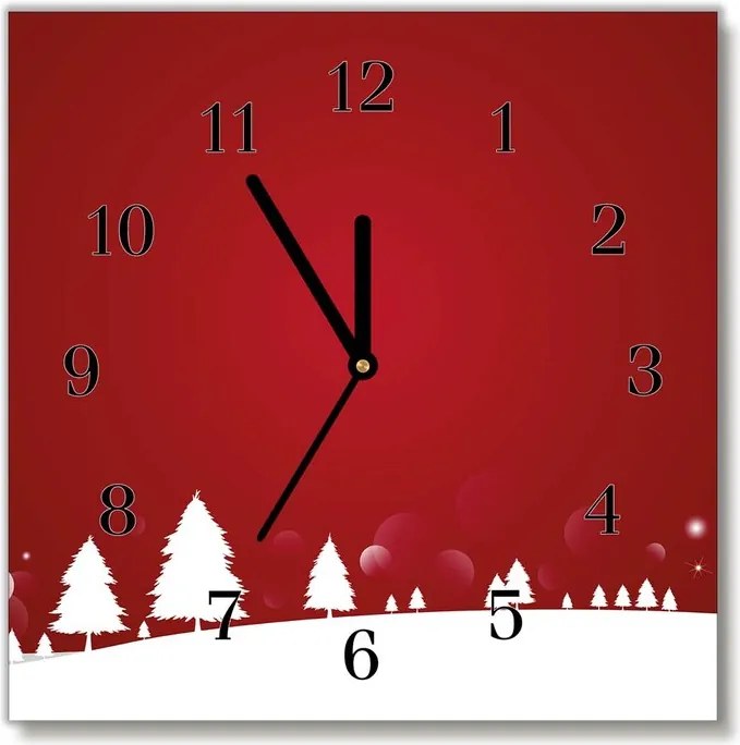 Zegar ścienny Choinki Święta Płatki Śniegu