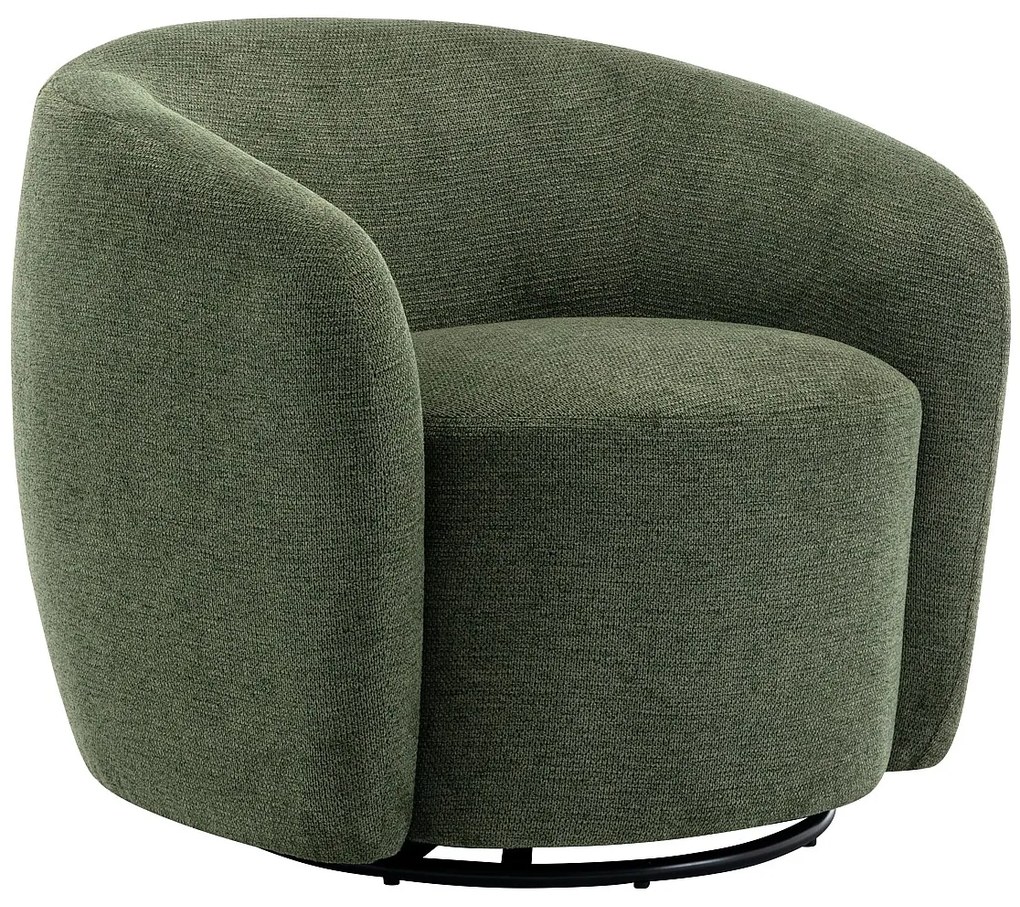 Fotel obrotowy z teksturowaną tapicerką w oliwkowej zieleni - VEREIDE