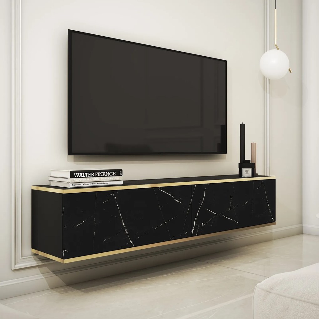 Wisząca szafka pod telewizor RTV135 Marmur Black Royal