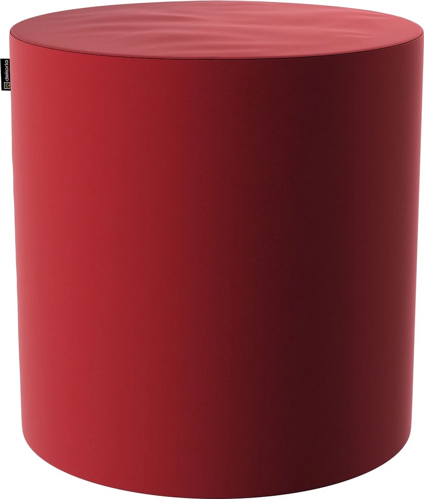 Puf Barrel kolor czerwony tkanina połyskliwa, welwetowa