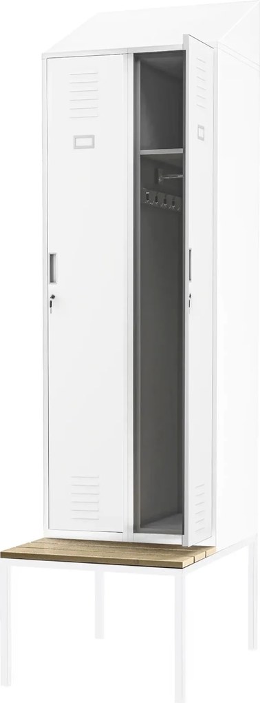 Szatnia z ławeczką i daszkiem Kacper II PRO 60x85x229,5 cm, biały