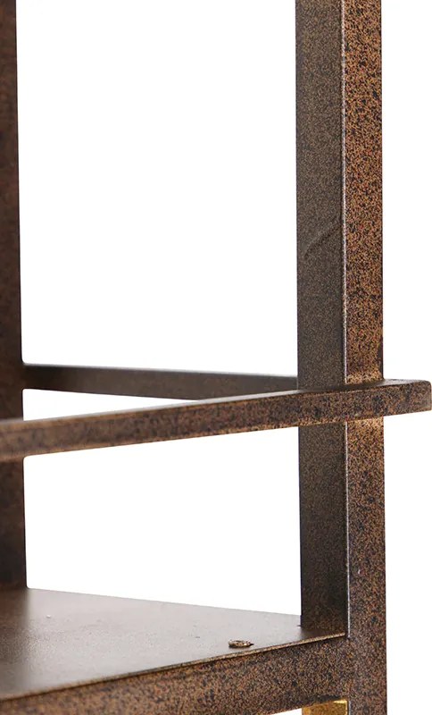 Industrialna lampa wisząca rdzawo-brązowa z półką 4-światłowa - Cage Rack