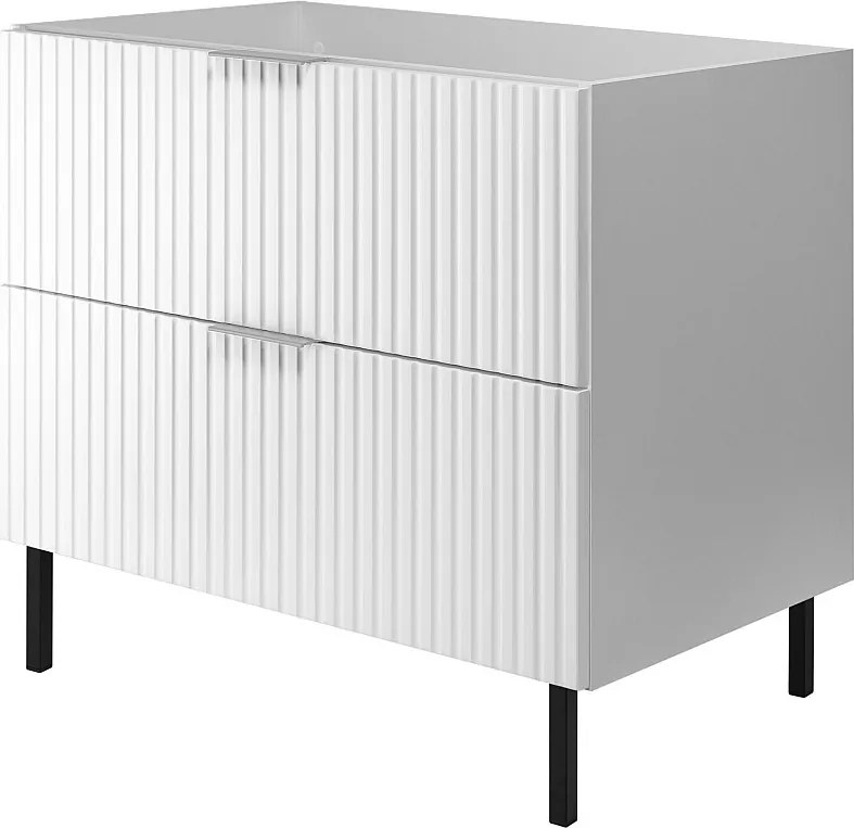 Szafka pod umywalkę, Biały, 80 x 77 x 46 cm, uchwyt srebrny, nogi czarne, bez blatu