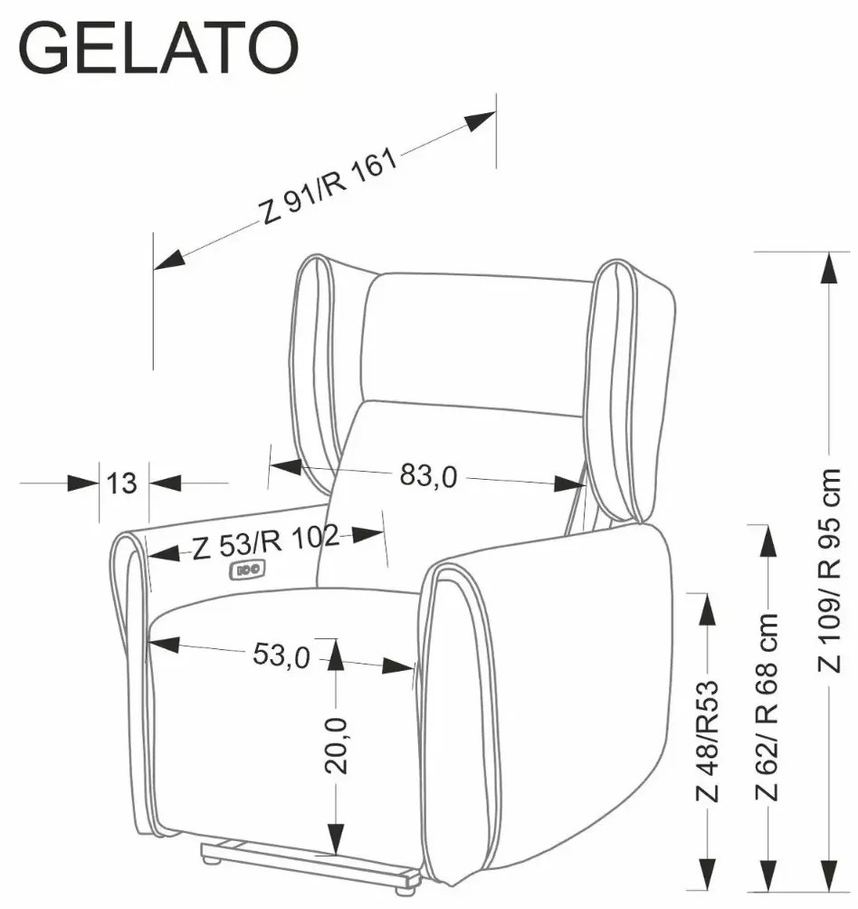 Fotel rozkładany GELATO szary elektryczny HALMAR