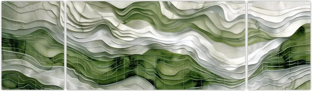 Obraz - Zielone i białe zmarszczki (170x50 cm)