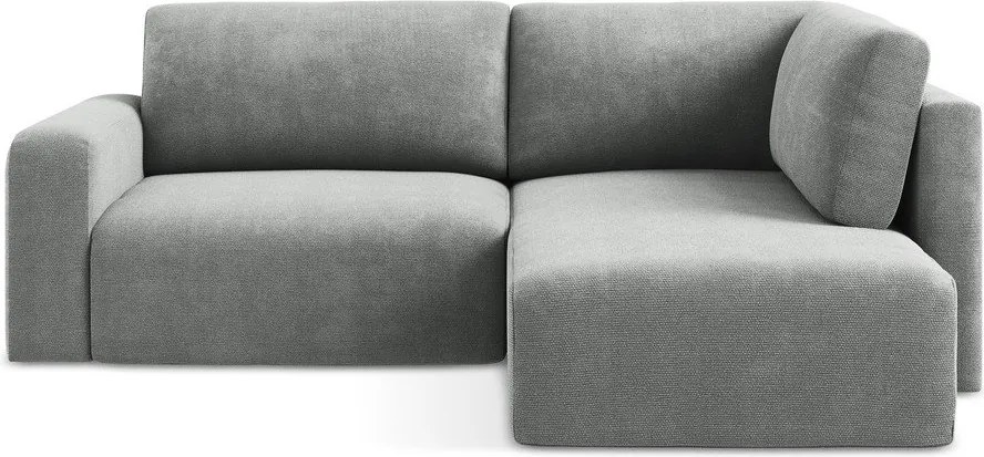 Szary rozkładany narożnik ze schowkiem z tkaniny szenilowej (prawostronny/w kształcie litery L) Kona – Makamii