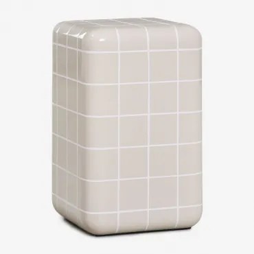 Kwadratowa Szafka Nocna 30x30 Cm W Stylu Cementowej Płytki Eleonor Tapioka Beżowa - Sklum