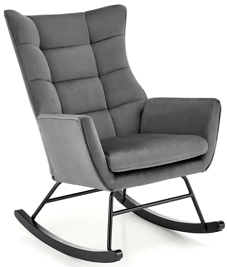 Tapicerowany popielaty bujany fotel C9-B06