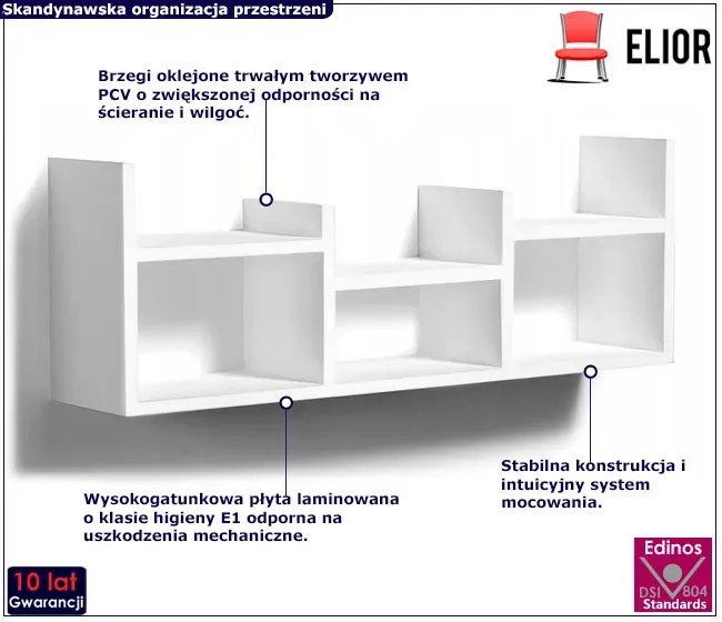 Biała minimalistyczna nadstawka na biurko - Lorea 3X