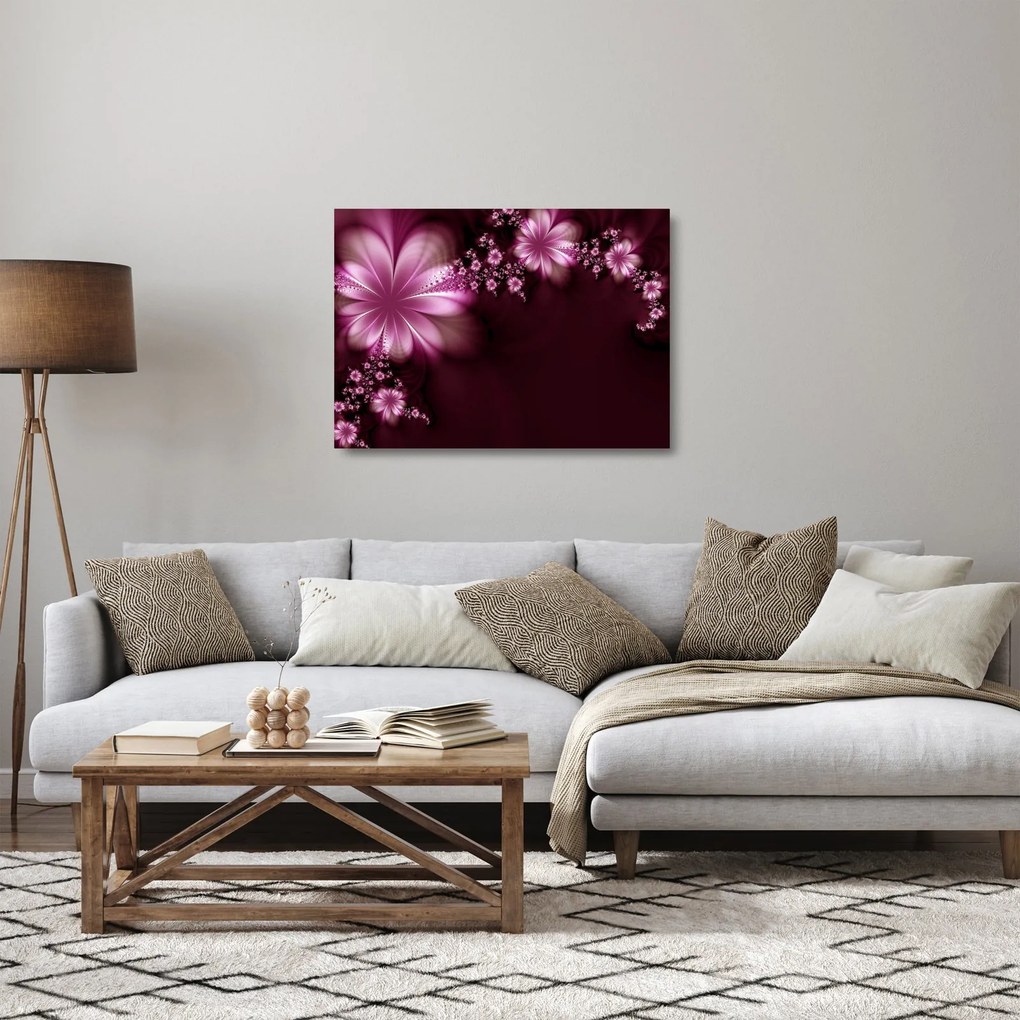 Obraz na szkle abstrakcji - kwiaty (70x50 cm)