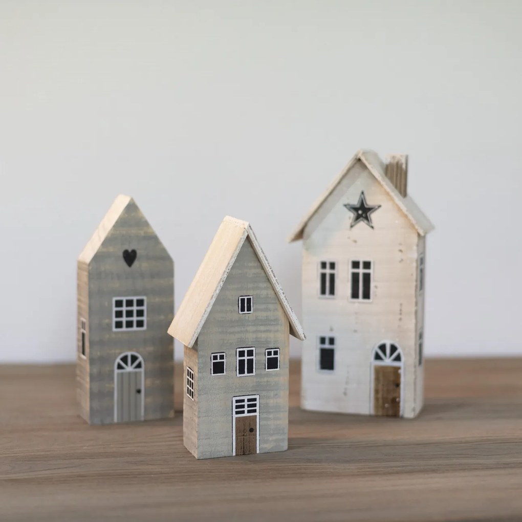 Dekoracja Snow House 19cm white grey