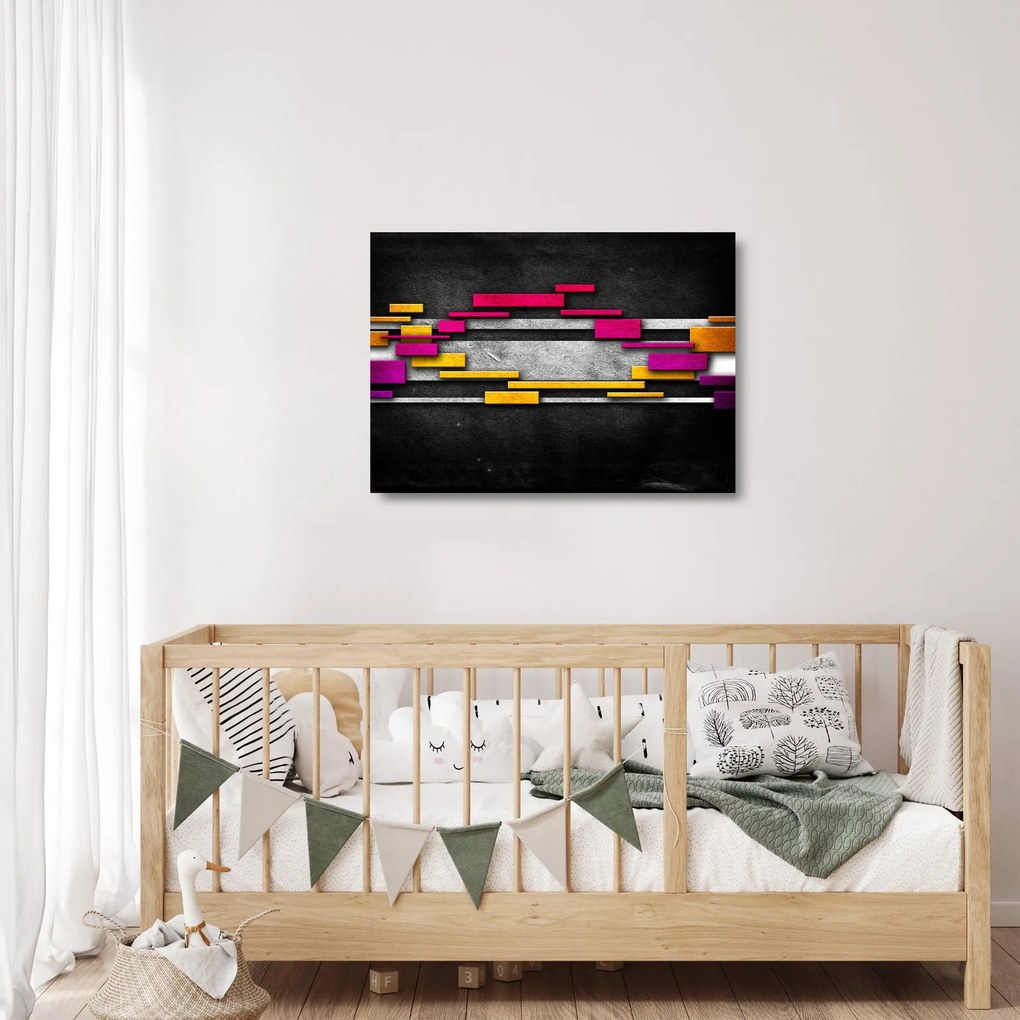 Obraz na szkle kolorowej abstrakcji na czarnym tle (70x50 cm)