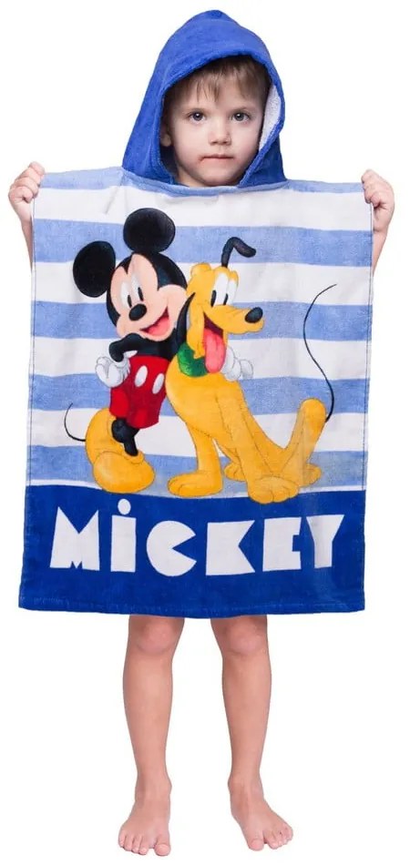 Niebieskie ponczo dziecięce frotte Mickey – Jerry Fabrics