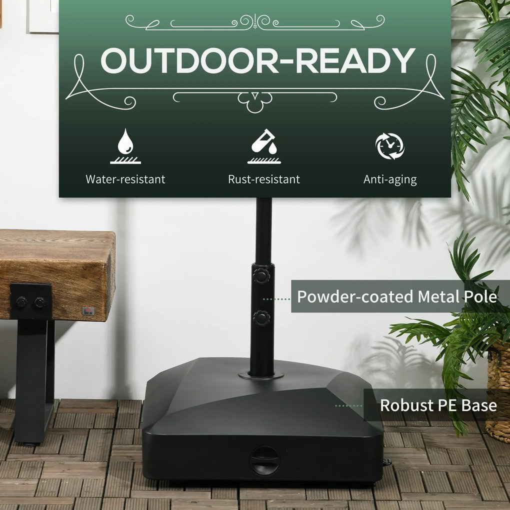 Outsunny Podstawa na parasol, Stojak na parasol, Uchwyt na parasol, 54,5 x 54,5 x 48 cm, Czarny