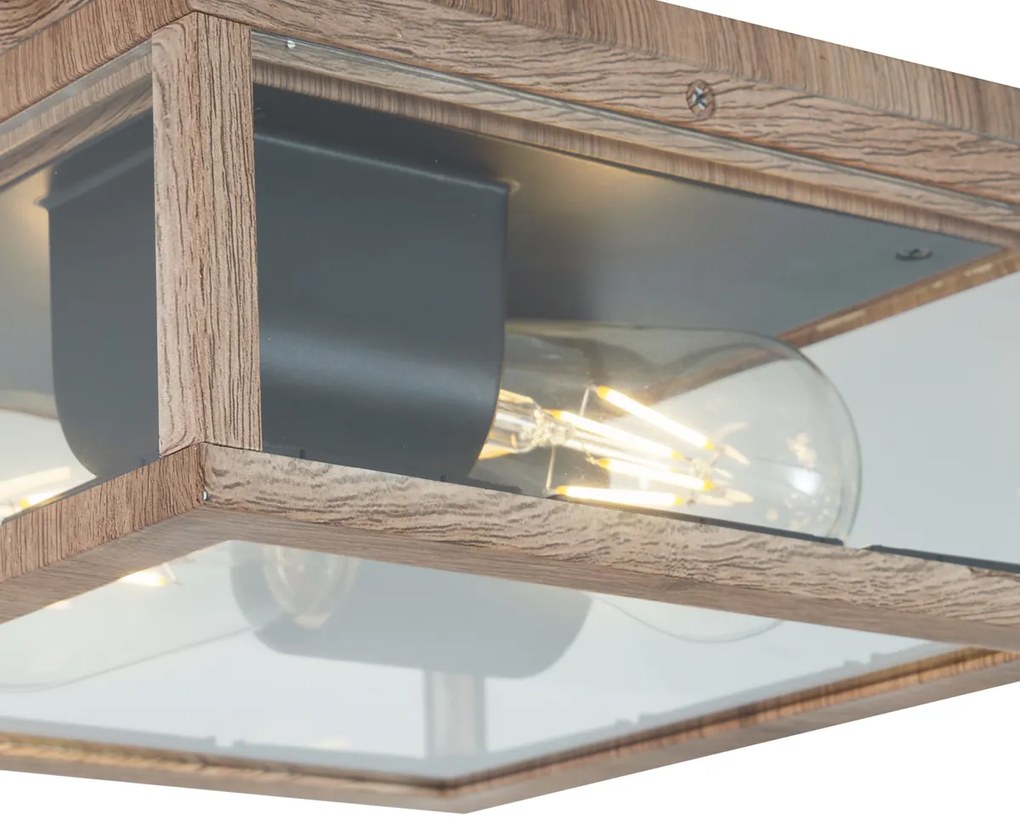 Zewnetrzna Industrialna lampa sufitowa z nadrukiem drewna IP44 2-źródła światła - CharloisPrzemysłowy Oswietlenie zewnetrzne