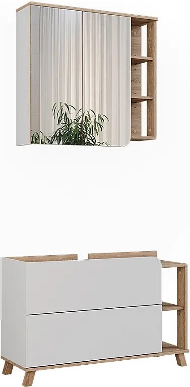 Zestaw mebli łazienkowych sonoma/biały 100x35x65 karen