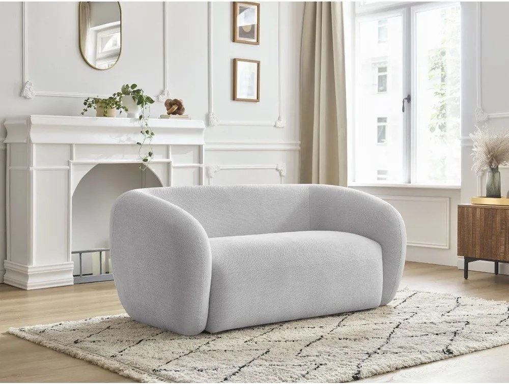 Jasnoszara sofa z tkaniny szenilowej 160 cm Celine – Bobochic Paris