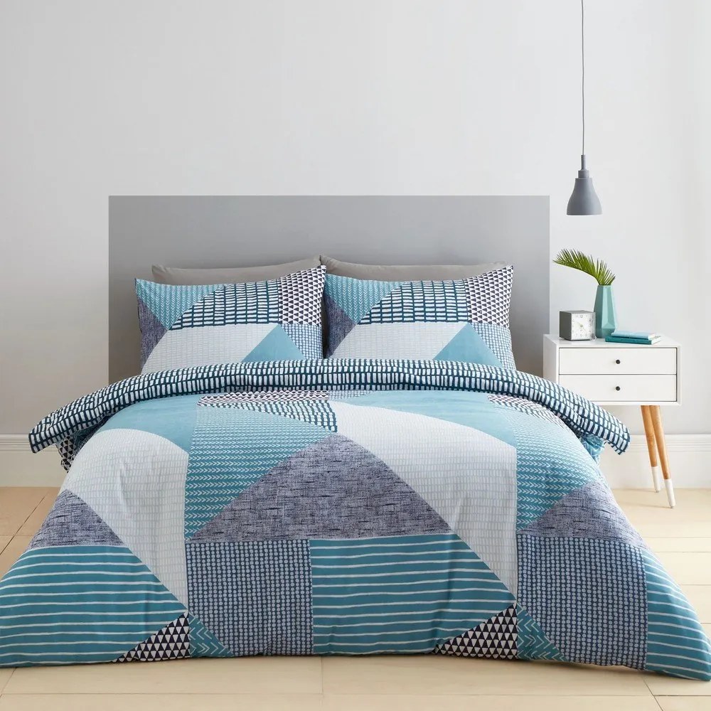 Zielononiebieska pościel dwuosobowa 230x220 cm Larsson Geo – Catherine Lansfield