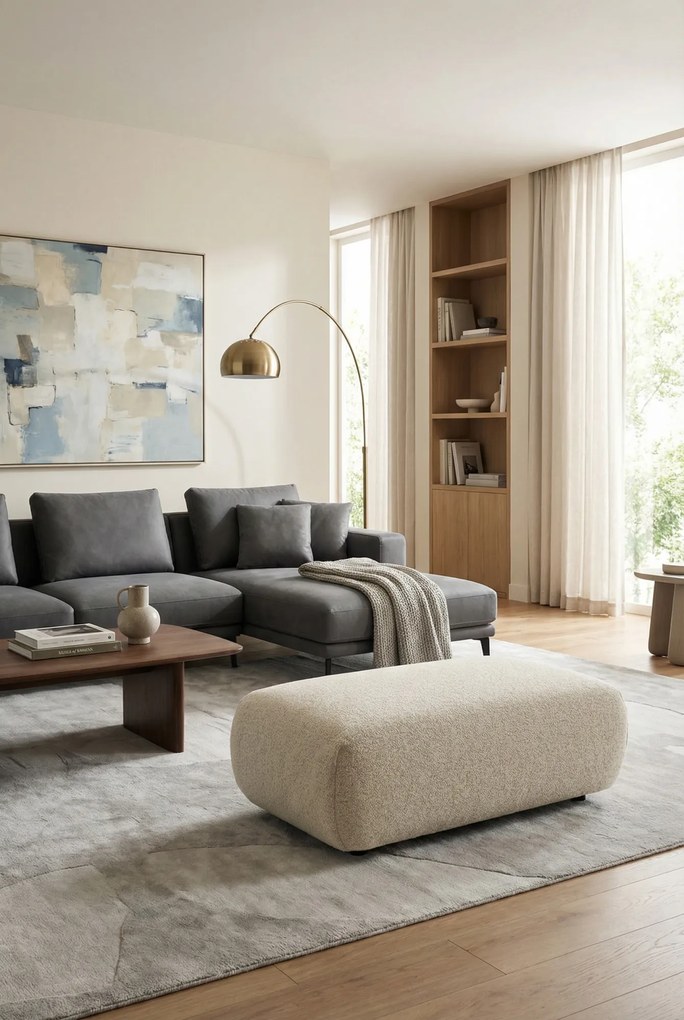 Nowoczesny puf do salonu ecru W4-K25