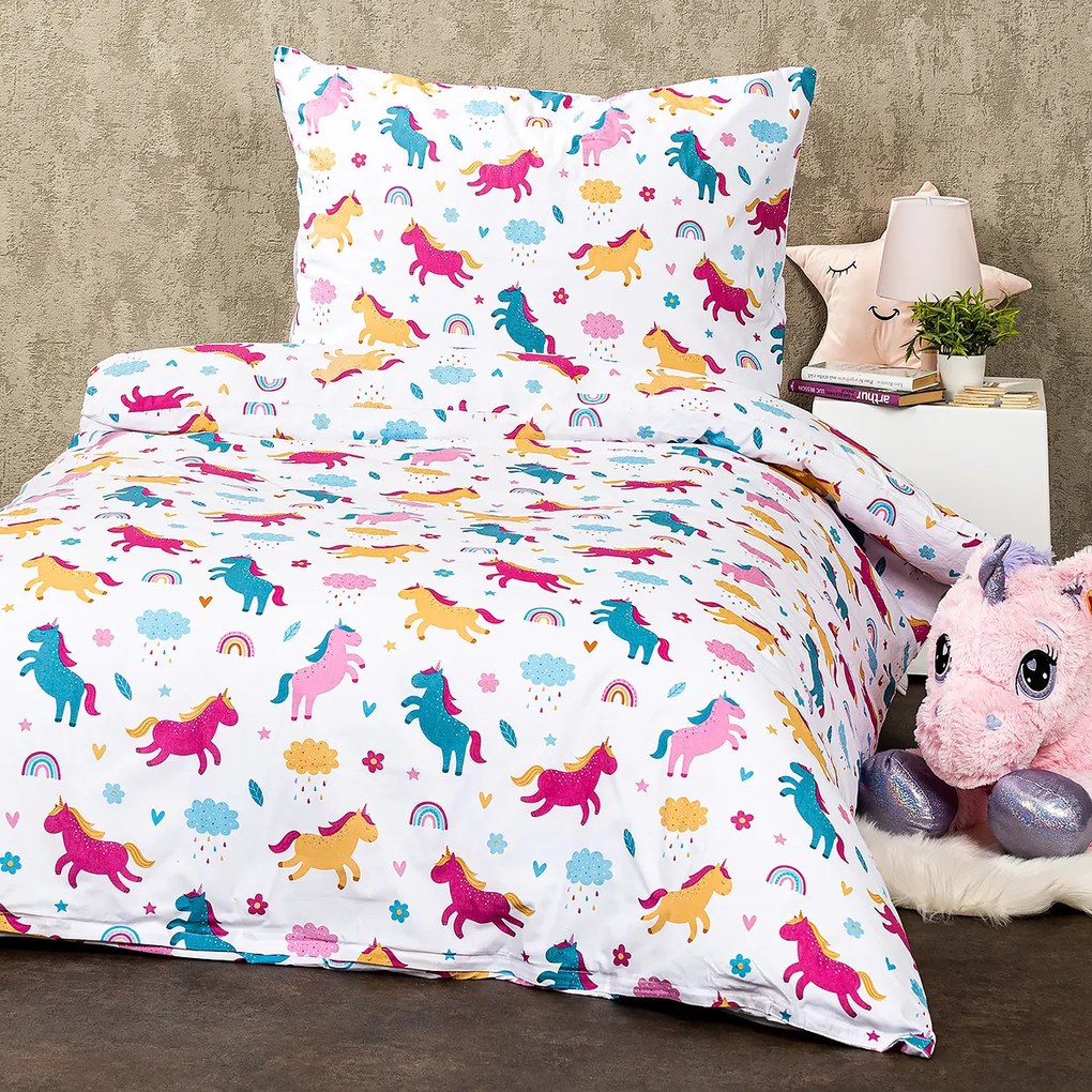 4Home Dziecięca pościel bawełniana Unicorn, 140 x 200 cm, 70 x 90 cm