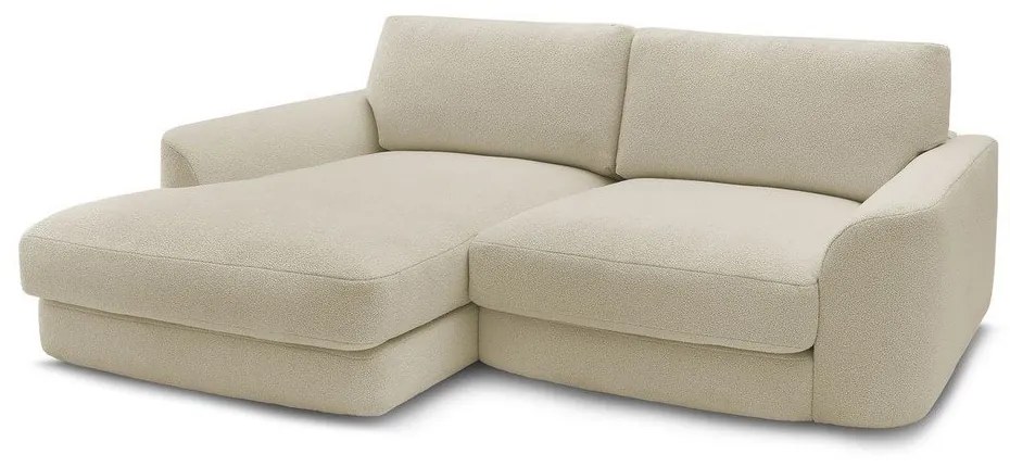 Beżowy narożnik z materiału bouclé (lewostronny/z szezlongiem) Leonore – Bobochic Paris