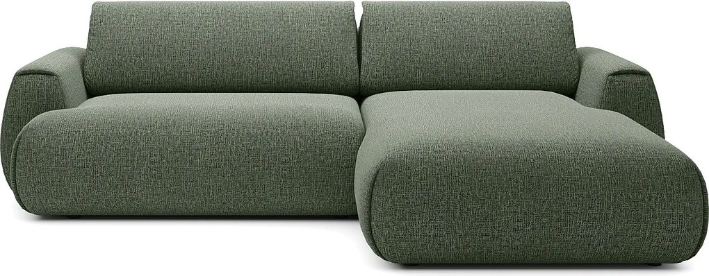 Kanapa narożna rozkładana z tkaniny szenilowej w kolorze butelkowej zieleni MONELIA