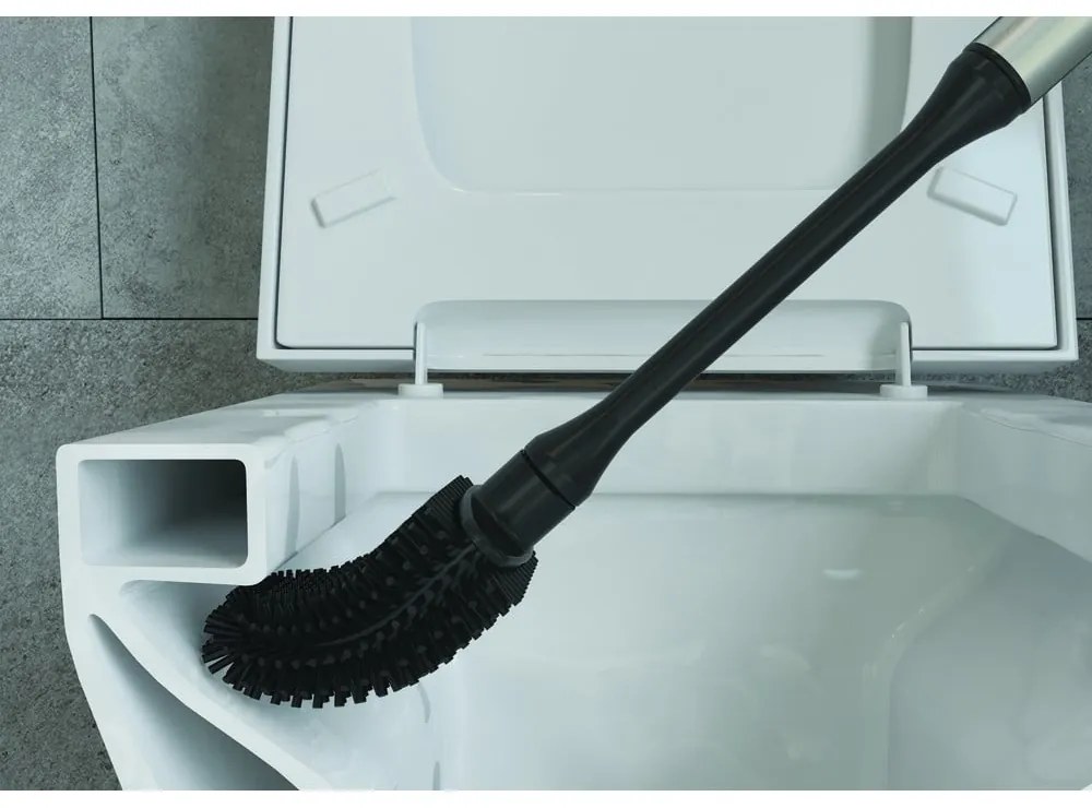 Ciemnoszara szczotka do WC ze stali nierdzewnej Cleany – Metaltex