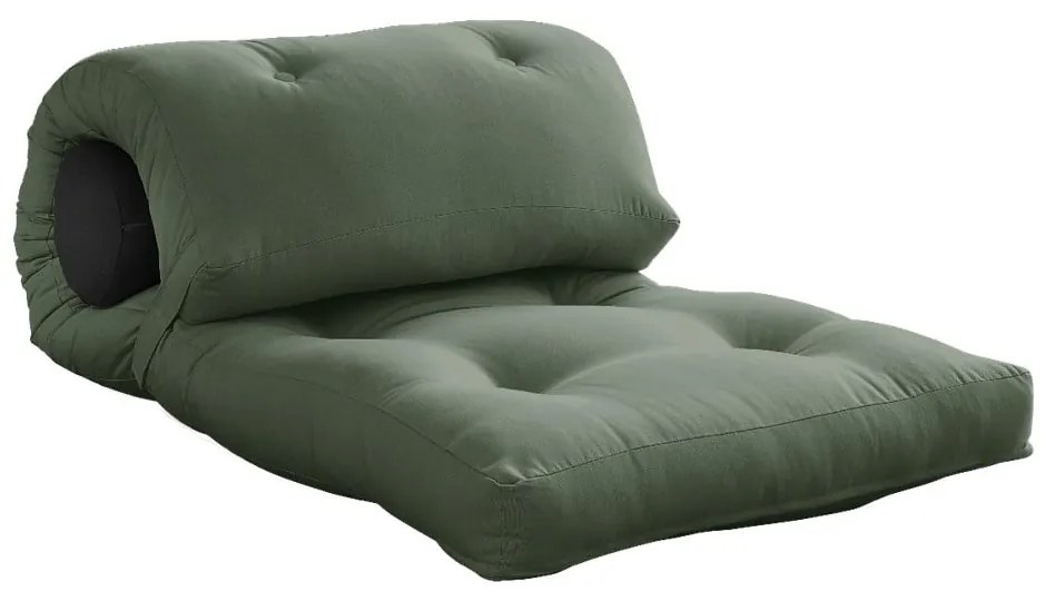 Zielonoszary materac futon 70x200 cm Wrap Olive Green/Dark Grey – Karup Design