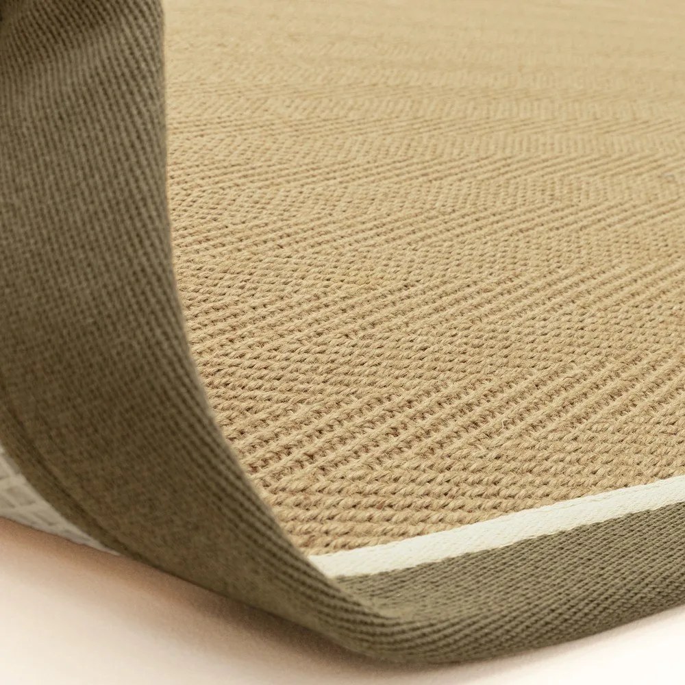 Dywan z juty dwustronny/tkany ręcznie w kolorze khaki/w naturalnym kolorze 240x340 cm Bordo Herringbone Khaki – Asiatic Carpets