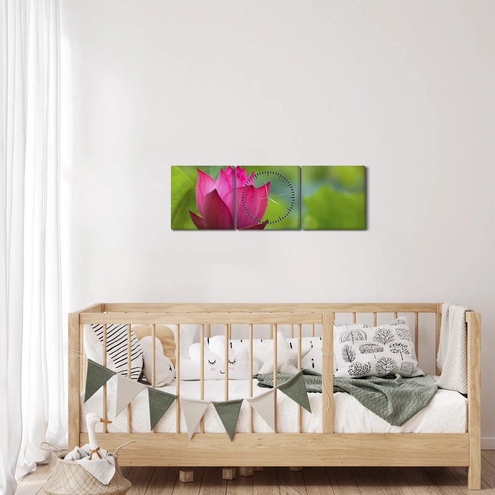 Obraz - roślina wodna (z zegarem) (90x30 cm)