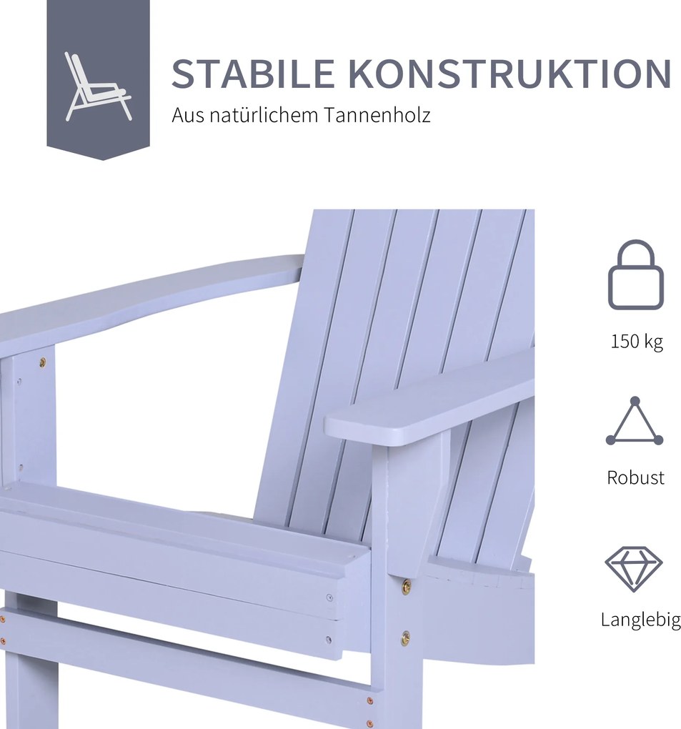 Outsunny Wygodne Krzesło Ogrodowe Adirondack - Leżak, Mebel Balkonowy, Niebieski - Relaks na Świeżym Powietrzu