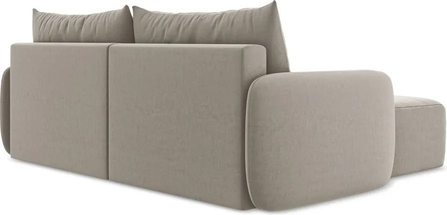 Szarobrązowy aksamitny rozkładany/ze schowkiem narożnik (lewostronny/z szezlongiem) Kalena – Makamii