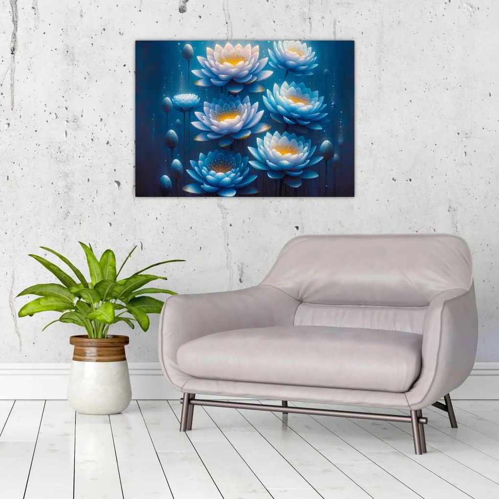 Obraz - Lilie wodne pod powierzchnią (70x50 cm)