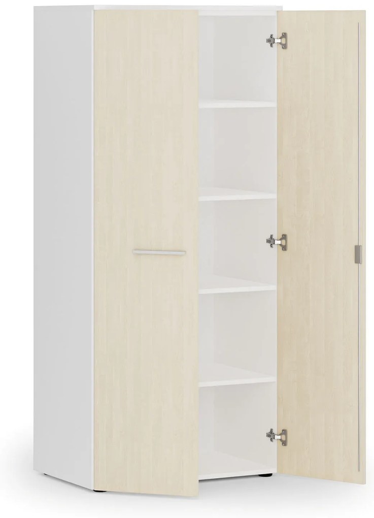 Szafa biurowa z drzwiami PRIMO WHITE, 800 x 500 x 1781 mm, biały/brzoza