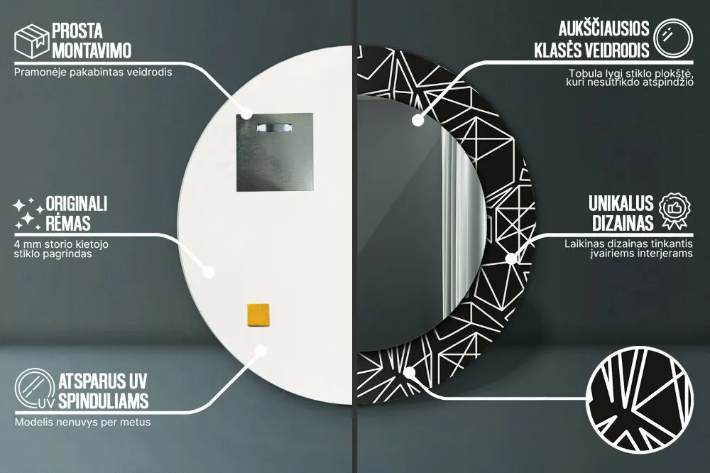 Geometryczny wzór Lustro dekoracyjne okrągłe